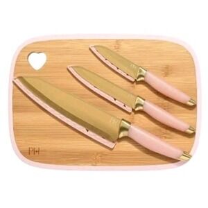 Paris Hilton 7-Piece Bamboo Cutting Board & Stainless Steel Knives Set